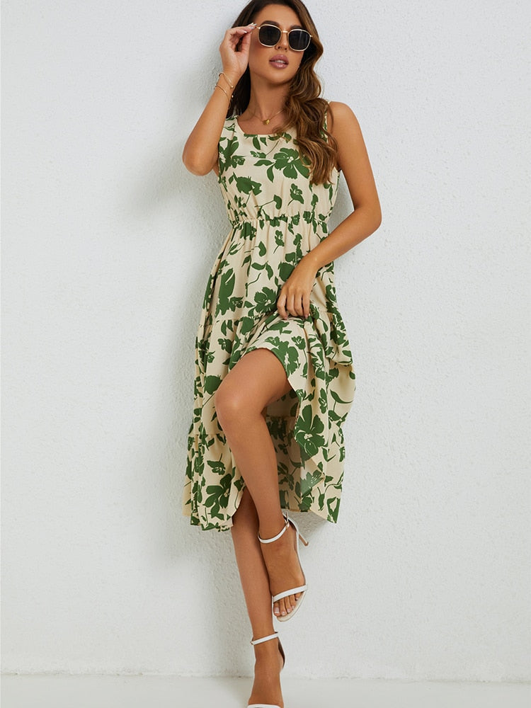 Marga - Robe Midi à Fleurs - Coupe Élégante