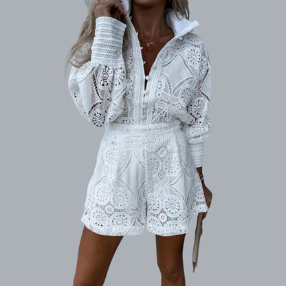 Elisabeth - Ensemble De Broderie En Dentelle Avec Cordon De Serrage