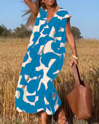 Marlene - Robe imprimée à col en V